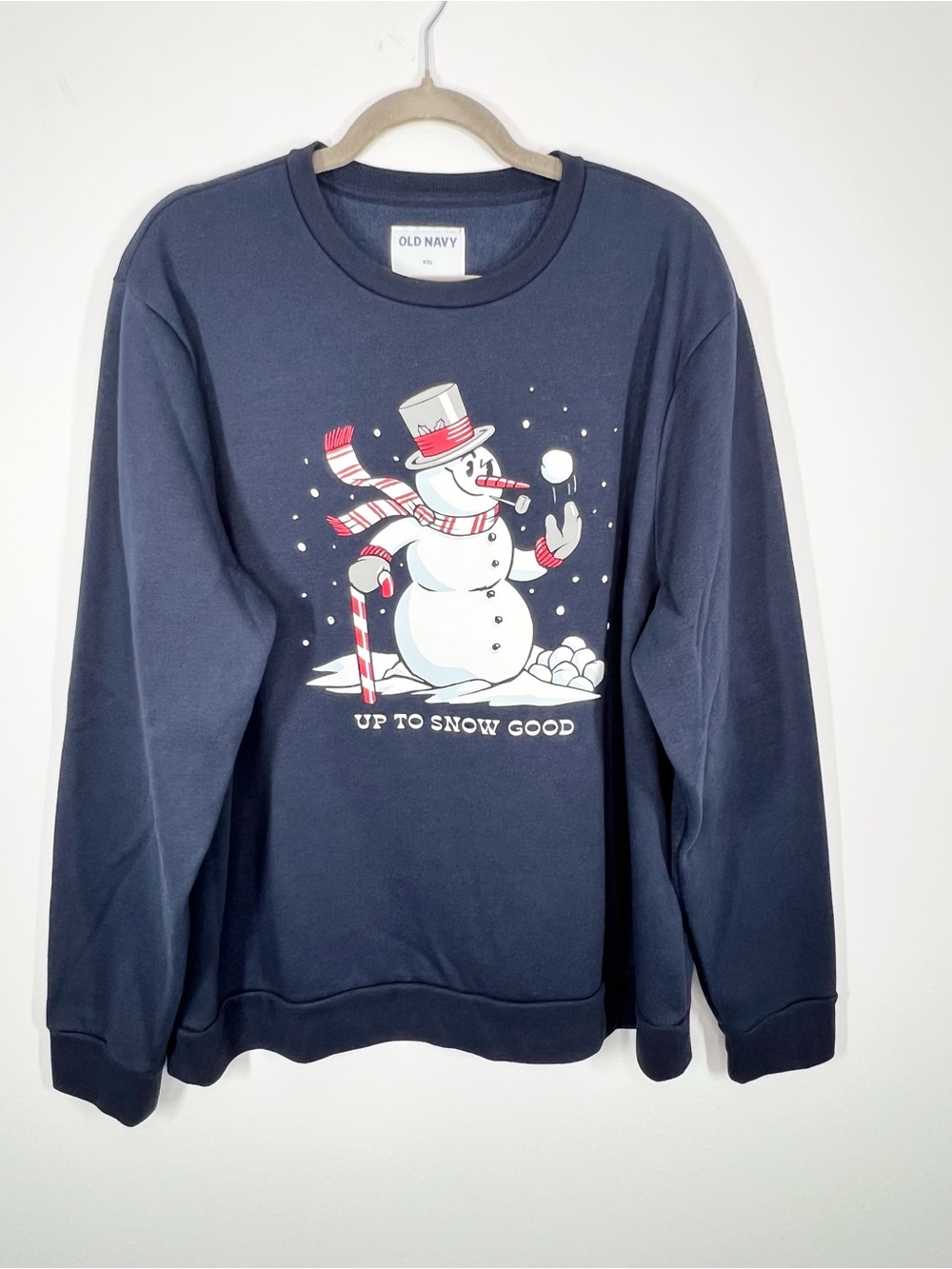 Old Navy Crewneck Holiday Graphic Snowman Up To Snow Good Navy XXL